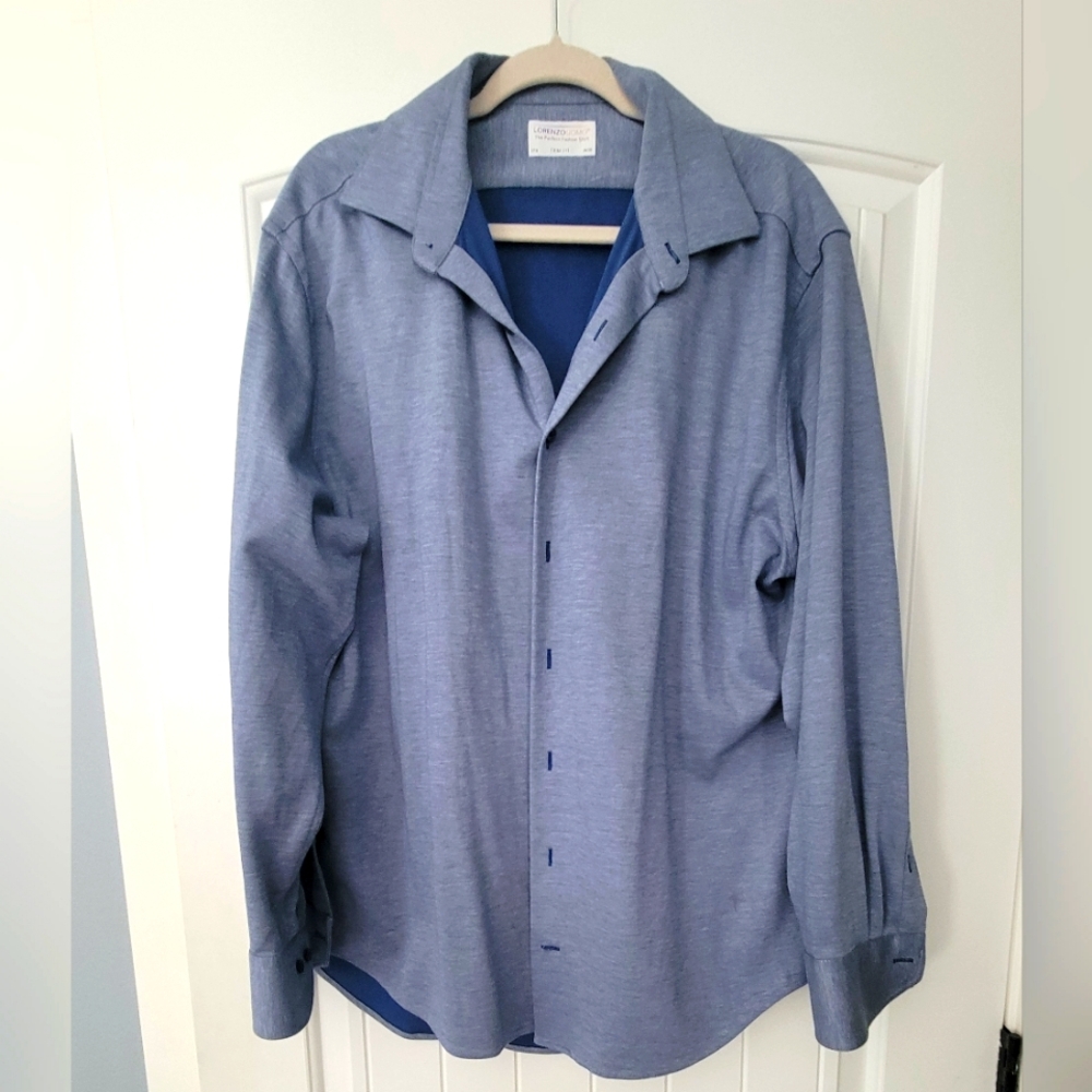 Lirenzo Uomo Blue Casual Button Down Shirt